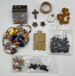 Large Lot Natural Stone, Glass Beads, Stone Pendant, Stars, Cross,  Snowhill Auctions, Closes 2/8 At 8:15pm ET