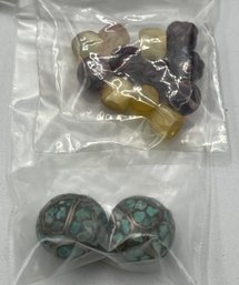 Vintage Inlaid Beads, Turquoise Chips, Stone Beads, Auction Closes 2/8 At 8:15pm ET.  130 Lots Of Beads