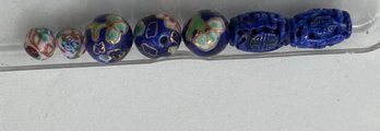 Vintage Chinese Character Lapis Beads, Character Beads, Crab, Snowhill Auctions, Closes 2/8 At 8:15pm ET