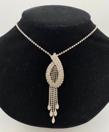 Old Vintage Glass Rhinestone Pendant Necklace, Cascading, Eye-catching, Great Shape, Unusual, Quality