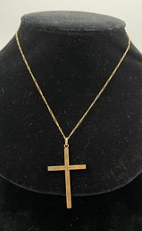 Old Vintage Gold Filled 2 Inch Cross On Chain, Etched Design, $1 Start, Free Ship, 120 Lots, Snowhill Auctions