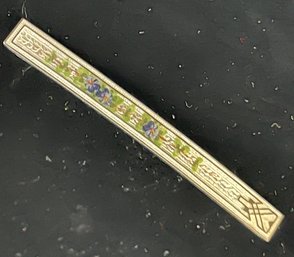 Antique Sterling Guilloche Bar Pin - Art Nouveau Design, Baby Pin Clasp, Free Ship, 120 Lots, Snowhill