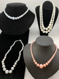4 Vintage Moonglow 1950s Graduated Beads, Glowy, Light, Cool Clasps, FREE SHIP, 120 Lots, Snowhill Auctions