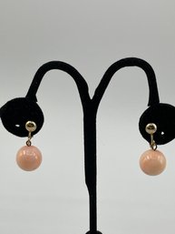 Old Large Angel Hair Coral Ball Earrings, Clip-on, Gold Tone, .5 Inches Dia, Free Ship, 120 Lots, Snowhill