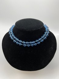 Antique Peking Glass 9mm Beads On Knotted Satin String, Beautiful Blue, 34 Inches, Free Shipping, 120 Lots
