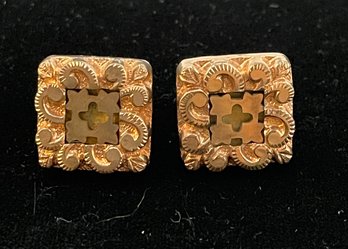Antique Gold-filled Chunky Cuff Links, Oldies! Very Cool Clasps, Shadowbox, Etched, Free Shipping, 120 Lots
