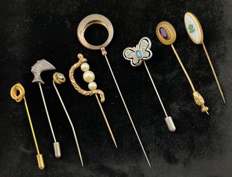 Antique /vintage Stick Pins - Egyptian, Butterfly, Gold Fill Amethyst, Knot,glass Inlay, Free Ship, 120 Lots
