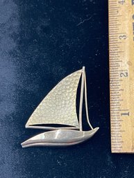 Vintage Sterling, Gold Wash Sail Boat Pin, Signed Boyd? Bond Sterling, Free Ship, 120 Lots, Snowhill Auctions
