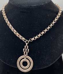 Antique Metal Circle Pendant Link Necklace, Embossed Design, Unique, Statement Piece, Free Ship, 120 Lots