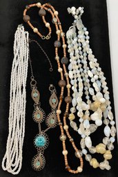Repair/repurpose Necklace Lot. Foil Cabochons, Wirework, Moonstones, Milk Glass. Beads, Free Ship, 120 Lots