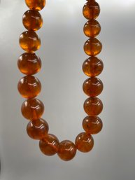 Vintage 26 Inch Honey Cognac Amber Graduated Bead Necklace, 75 Grams, 47 Beads, Perfect Size!