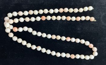 Old Vintage Angel Skin Coral Bead Necklace, Matte Finish, On Knotted String, Missing Clasp