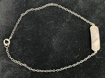 Vintage Sterling ID Ankle Bracelet, Not Monogrammed, Approx 9 Inches, Tarnished, Delicate
