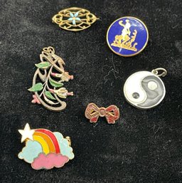 Antique/vintage Lot Enamel Pins, Victorian, Nouveau, Pixie, Yin/yang, Rainbow, Free Ship, 120 Lots, Snowhill
