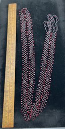 Antique Hand Made Lariat Necklace, See Beads, Tassels, Woven Design, Red, Black, Free Shipping, 120 Lots