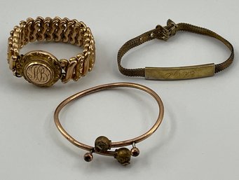 Antique Gold Filled Bracelets, Georgian? Bracelet, Victorian, 50s Mesh, Some Wear, Repair, Free Shipping