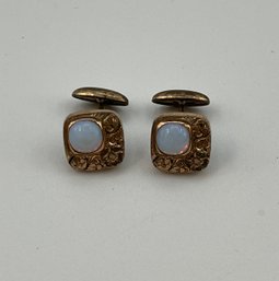 Antique Edwardian Victorian Gold Filled Cuff Links With Moonstones.  Free Ship, 120 Lots, Snowhill Auctions.