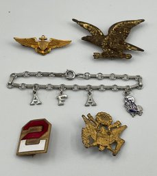 Military, USA Lot, Sweetheart Bracelet, AFA, Eagles, Military Pin, Etc, Free Ship, 120 Lots, Snowhill Auctions