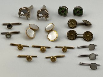 Large Lot Cuff Links, Buttons, Men's Jewelry, Mother Of Pearl, Antique To Vintage, Fish, Flowers, Nice!