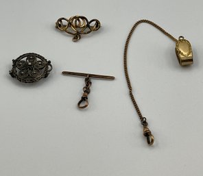Watch Fobs, Antique, Gold Filled Pin Fob, Chain Fob, Others, Used, Free Ship, 120 Lots, Snowhill Auctions