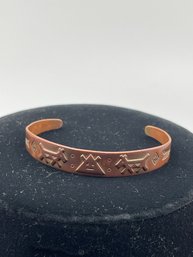 Old Trading Post Copper Bracelet, Southwest Design, Native American Style, Stamped, Teepees, Arrows, Dogs