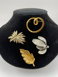 4 Vintage Pins/brooches, All Signed, BSK, Tara, Sarah Cov, Napier, All In Great Condition