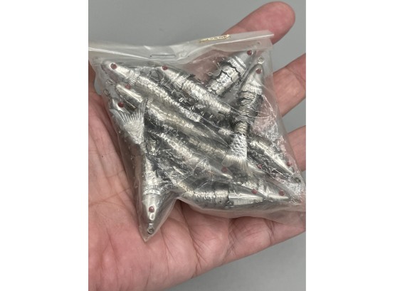 Vintage Silver Tone Metal Articulated Fish Pendants - NOS