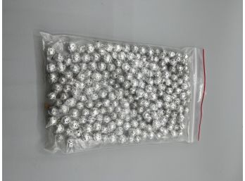 Large Bag Of Lightweight Filigree Silver Tone Beads - 12mm-14mm With Loop For Hanging Dangling