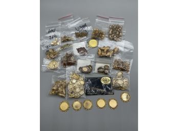 Huge Lot Gold Tone Jewelry Findings - A Little Bit Of Everything - Great Variety - Vintage - NOS