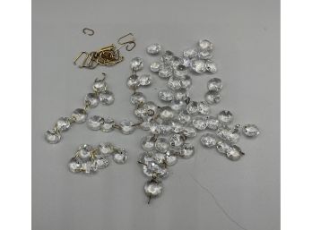 Vintage Chandelier Crystals With Metal Findings - Button Faceted Crystals