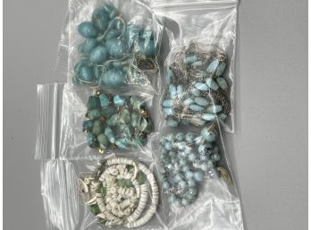 Vintage Glass Beads Lot In Aqua Blue - Great Variety - Popular Colors