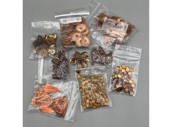 Vintage Copper Colored Jewelry Findings - Interestings Shapes, Beads, Bead Caps, Pendants, Etc