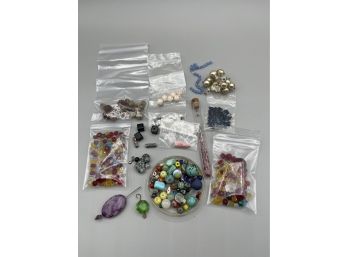 Great Lot Of Vintage Glass And Stone, Pit  Beads, Fantastic Variety