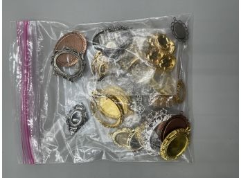 Large Lot Of Metal Pendant For Jewelry Making Oval Frames For Stones, Images, Etc