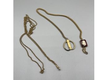 Lot Of 2 Watch Fobs - One Has Loss To Finish, One Is Gold-filled, Nice Quality, Long Chain Fob