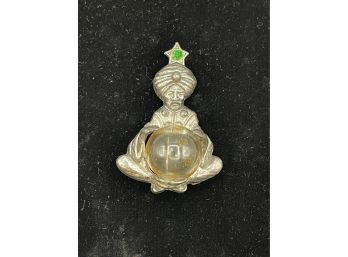 Vintage 1940s Thief Of Bagdad Crystal Ball Genie Pin Brooch, Marked C