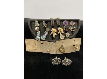 10 Pairs Antique/old/vintage Earrings - Gold Filled, Glass, AB Beads, Pierced And Clip Ons