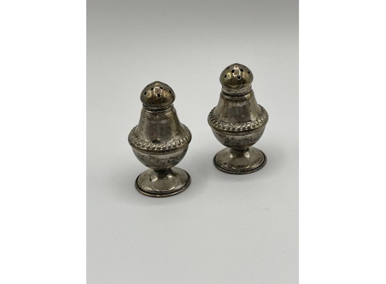 Vintage Petite 2.25' Single Serve Salt Pepper Shakers - Marked Sterling - Not Weighted - Excellent Condition