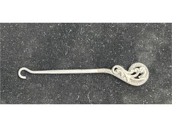 Victorian Sterling Silver 925 Button Hook For Tightening Antique Shoe Laces - Fancy - 2 3/4 In.