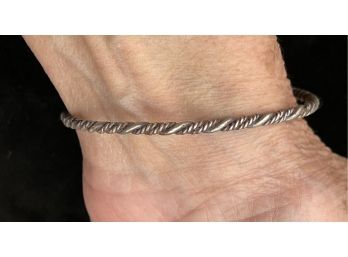 Sterling Silver Bangle, Twisted Rope Design, Medium, Nice Detail