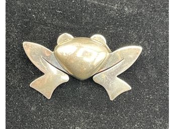 Sterling Silver Frog Pendant Or Pin - Modernist Design -  Marked Sterling Luna - .925