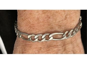 Sterling Silver Vintage Curb Chain Bracelet, Italy, 925, 5/16 Inch Wide, 8' Long, Makers Mark
