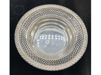 Sterling Silver Pierced Dish Bowl - 5.5 In Diameter -  Pretty Design - Exc Condition