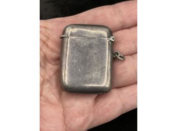 Antique Sterling Silver Gilded English Match Safe Holder Fob - Great Design - Nice Marks - With Jump Ring
