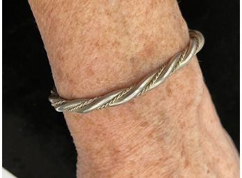 Sterling Silver Twisted Cuff Bracelet - Medium - Signed By The Artist - 17.8 Grams