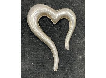 Vintage Sterling Silver 925 Mexico Mid Century Modern Heart Pin Brooch