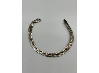 Vintage Sterling Silver 925 Italy Herringbone Braided Bracelet - 7.25 In. - 7.1 Grams