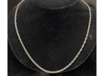 Vintage Sterling Silver Rope Chain Necklace, 24 Inches Long, Makers Mark