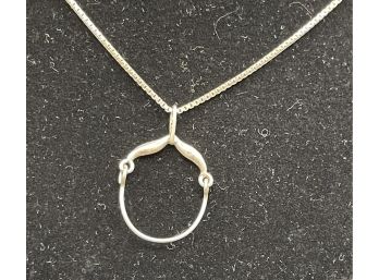 Sterling Silver Charm Holder Pendant On 20' Sterling Silver Box Chain Both Marked