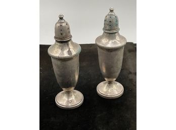 Antique Sterling Silver Salt And Pepper Shakers, Weighted, Nice Mark